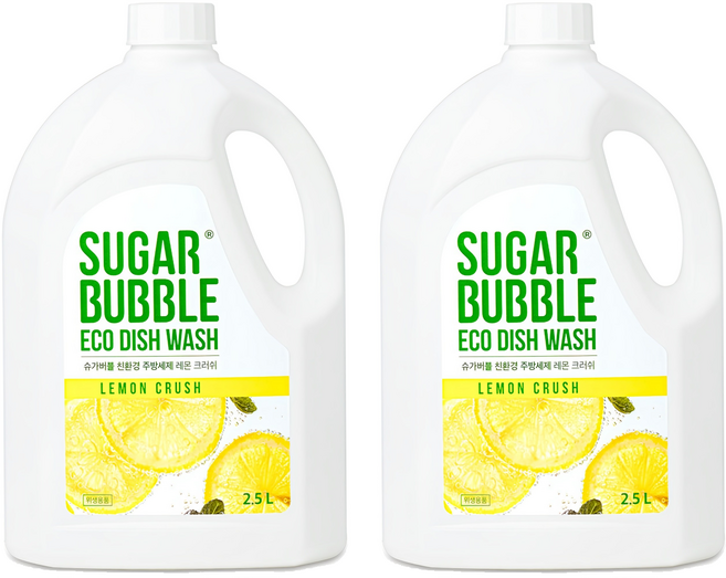 슈가버블 주방세제 레몬 크러쉬, 2.5L, 2개