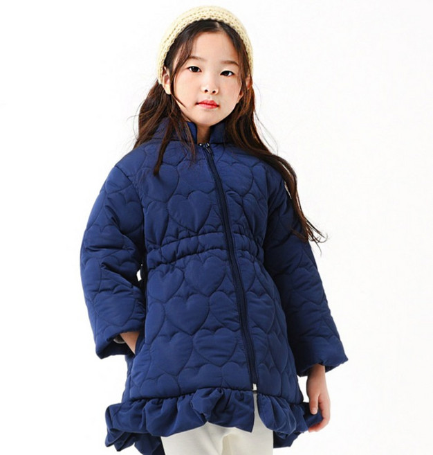 키즈레시피 아동용 하트 프릴 롱 패딩점퍼