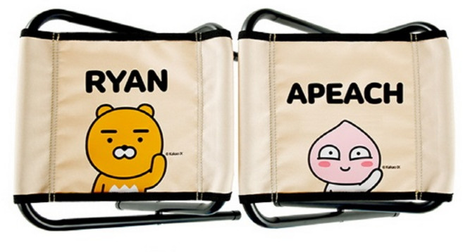 카카오프렌즈 BBQ 체어 2p + 전용 파우치 세트, 베이지, 1세트