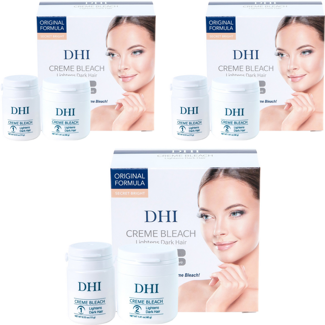 디에이치아이 크림블리치 헤어 눈썹 인중 염색 셀프 탈색제 1제 15g + 2제 40g 세트, 3개