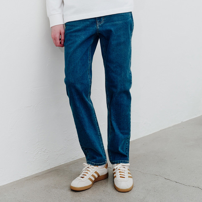 마인드브릿지 남성용 프리미엄 테이퍼드 밴딩 크롭 데님 팬츠 MXDP0150