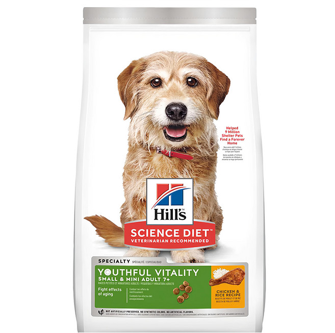 Hill's 希爾思 SCIENCE DIET 小型及迷你成犬犬糧 7歲以上高齡活力, 雞肉 + 米, 1.58kg, 1袋