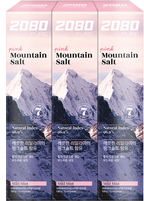 2080 퓨어치약 핑크마일드민트향, 120g, 3개