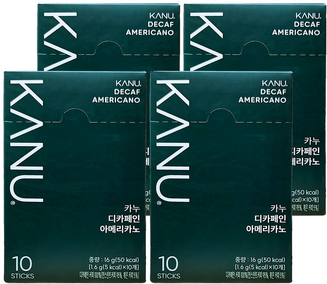 KANU 低咖啡因美式即溶咖啡, 1.6g, 10條, 4盒
