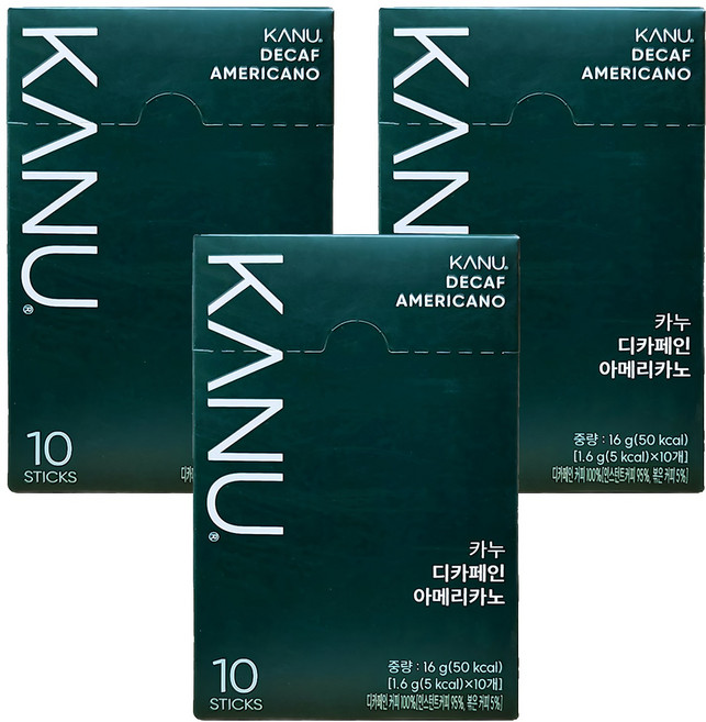 KANU 低咖啡因美式即溶咖啡, 1.6g, 10條, 3盒