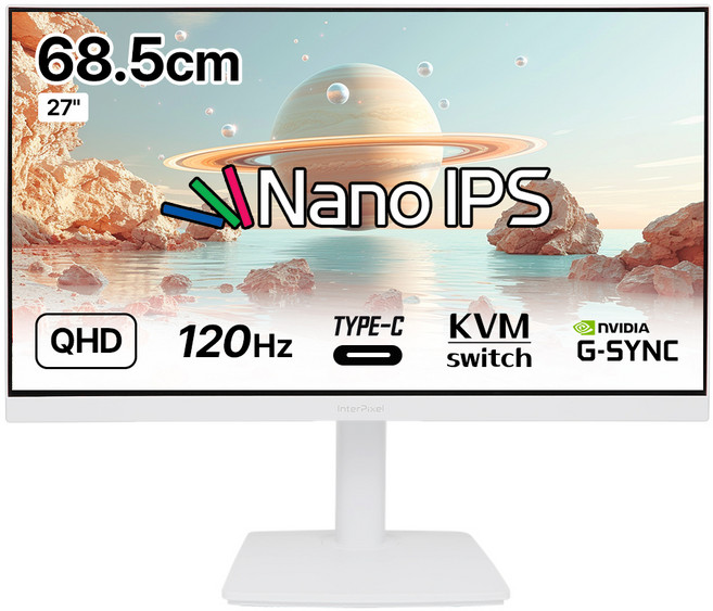 인터픽셀 QHD LG NANO IPS 120Hz 피벗 C타입 컴퓨터 모니터 화이트, 68.5cm, IPQ2730(무결점)