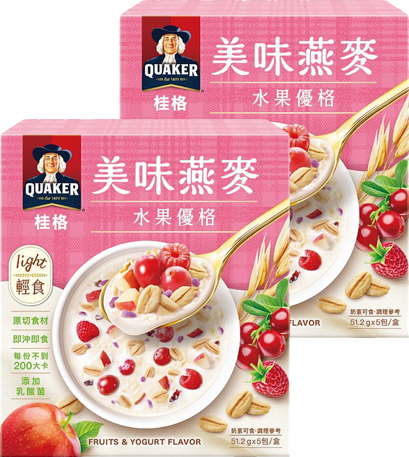 QUAKER 桂格 美味燕麥 水果優格 5包, 256g, 2盒