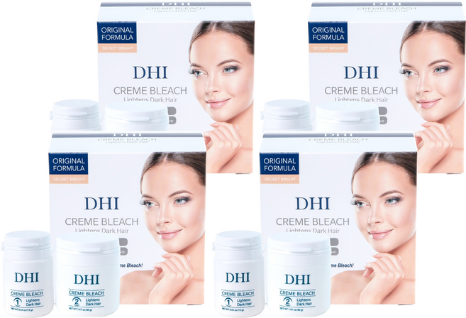 디에이치아이 크림블리치 헤어 눈썹 인중 염색 셀프 탈색제 1제 15g + 2제 40g 세트, 4개