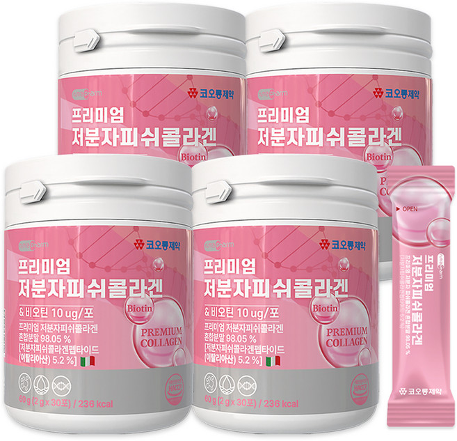 KOLON PHARMA 頂級低分子魚膠原蛋白 30入, 4個, 60g