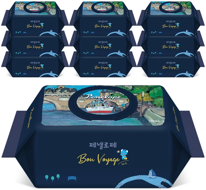 페넬로페 본보야지 세느 아기물티슈 캡형, 85g, 70매, 10개 - 쿠팡