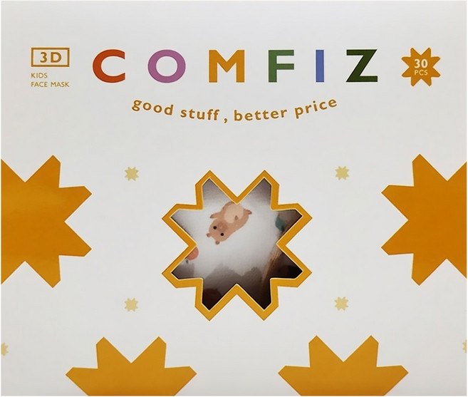 COMFIZ 康菲 幼幼3D醫療口罩 1~3歲, 30片, 水豚一家, 1盒
