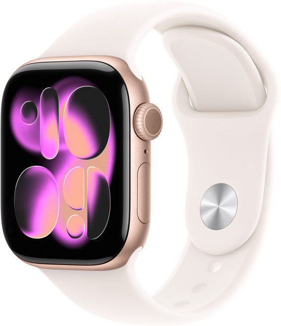 Apple 2025 애플워치 11, 로즈 골드, 42mm, GPS+Cellular, 알루미늄,로즈 골드/라이트 블러시 스포츠 밴드, M/L