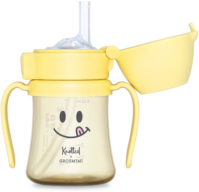 그로미미 노티드 PPSU 유아용 빨대컵 1단계, 200ml, 1개, 스마일