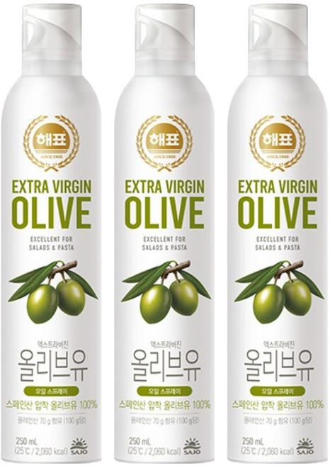 해표 압착올리브유, 250ml, 3개