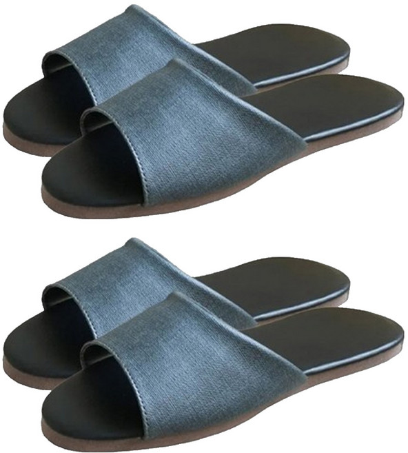 TAIWAN SLIPPER 台灣犀利趴 純色 皮質室內拖鞋, 英倫藍, 2雙