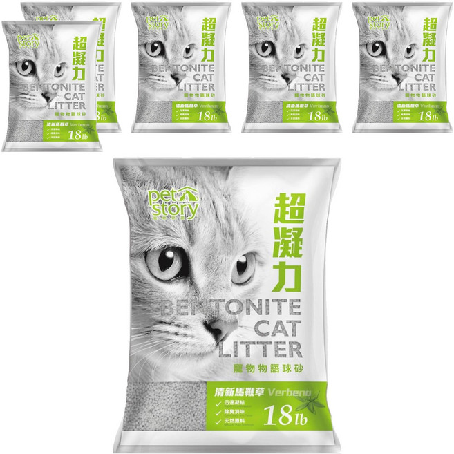 pet story 寵物物語 貓砂 球砂, 清新馬鞭草, 453g, 6包
