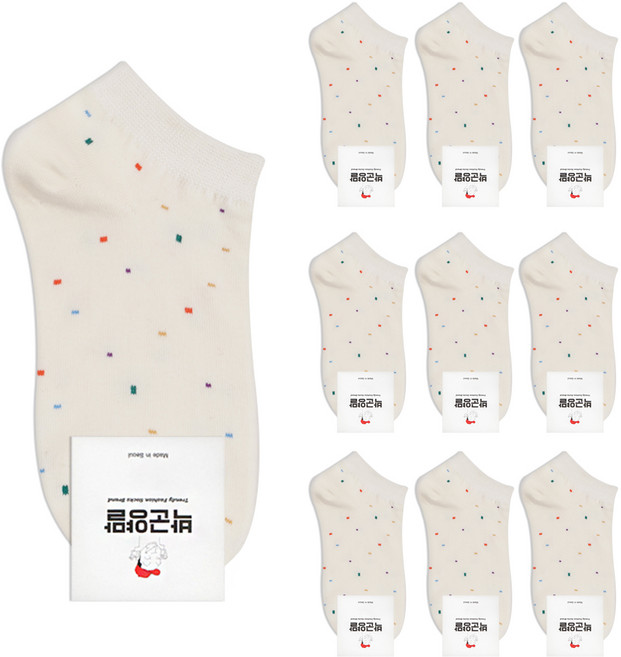 박군 여성용 믹스도트 스니커즈 양말 10족