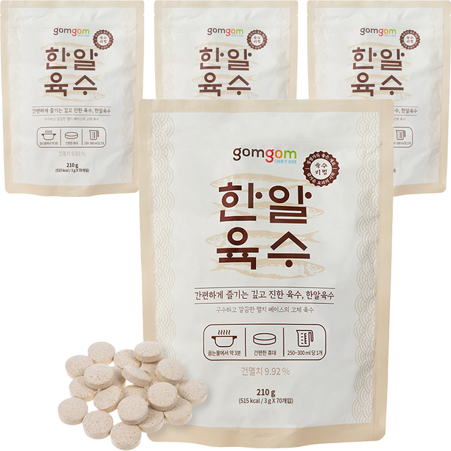 곰곰 한알 육수 3g 70입, 210g, 4개