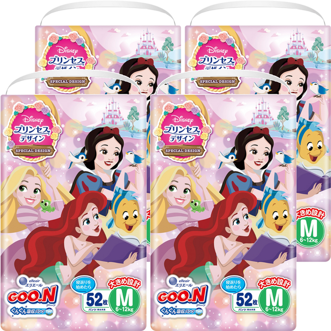 GOO.N 大王 日本境內版 迪士尼公主紙尿褲/尿布, M, 208片