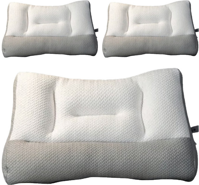 眠棉屋護頸助眠枕 白灰色 60 x 40cm 人體工學設計 舒緩肩頸壓力, 3個