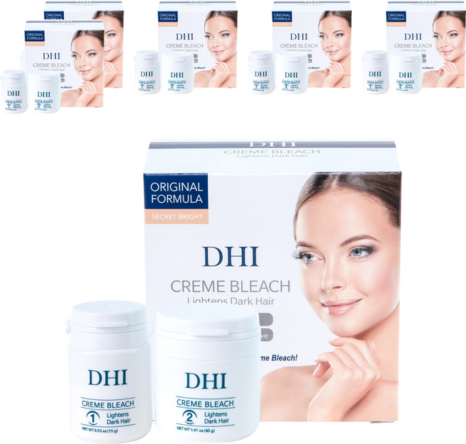 디에이치아이 크림블리치 헤어 눈썹 인중 염색 셀프 탈색제 1제 15g + 2제 40g 세트, 6개