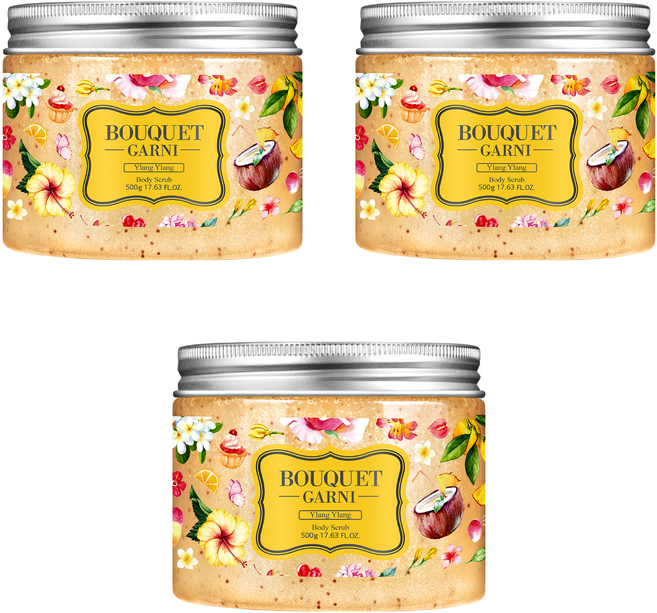 부케가르니 슈가 바디스크럽 일랑일랑, 500g, 3개