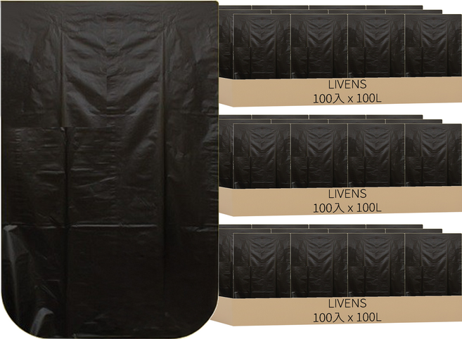 LIVENS 黑色垃圾袋, 100L, 300個