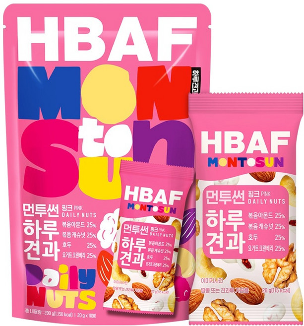 바프 먼투썬 하루견과 핑크, 20g, 10개