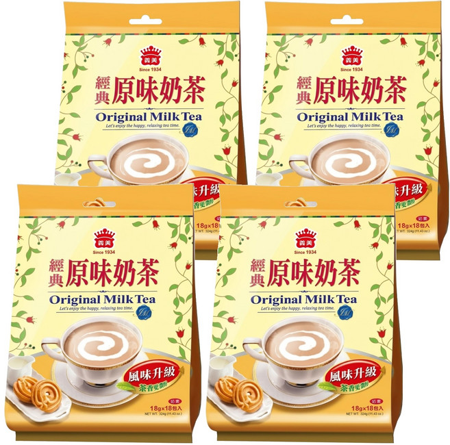 義美 經典原味奶茶, 18g, 18包, 4袋