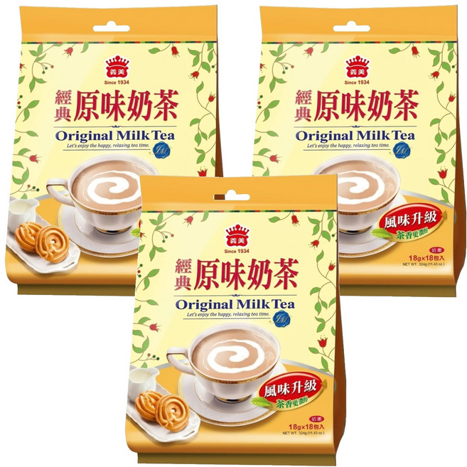 義美 經典原味奶茶, 18g, 18包, 3袋
