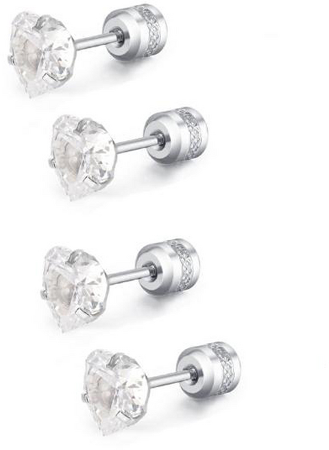 Brilliant Beauty 耀眼美人 閃耀中心前後雙鋯石鑽式醫療鋼耳環 Set 2