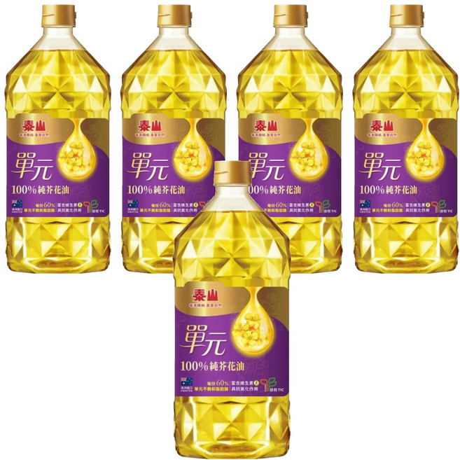 TAISUN 泰山 單元100%純芥花油, 2L, 5桶