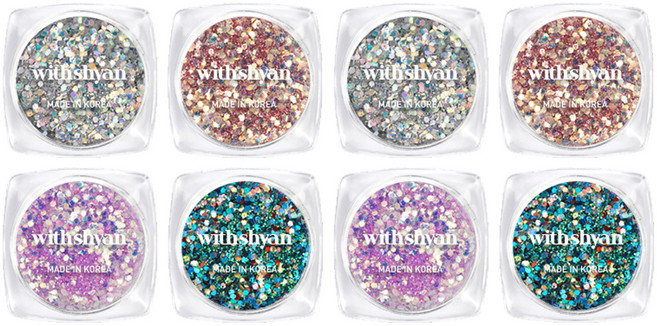 위드샨 프리미엄 쥬얼 네일 글리터 4종 세트, A04 로즈골드, B01 첫커플링, B09 제비꽃, B11 연못, 2개
