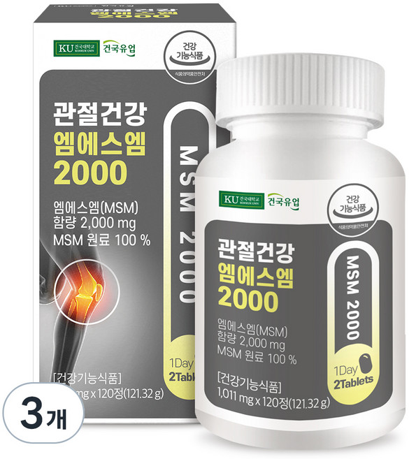 건국유업 관절건강 엠에스엠 2000 121.32g, 120정, 3개