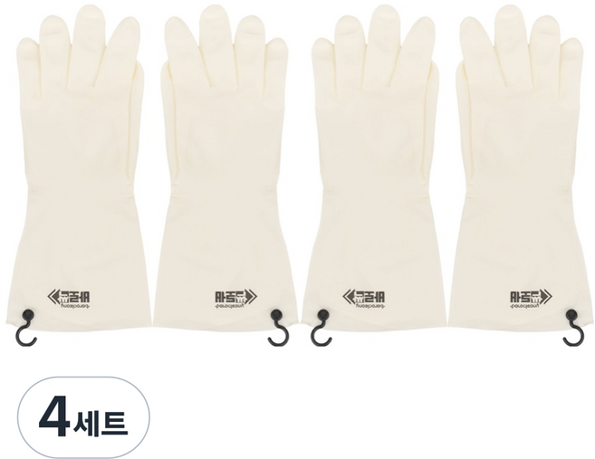 Clean Trouble Shooter 耐用持久掛鉤式丁腈橡膠手套 雙手可用套組, 象牙白, 中(M), 4套