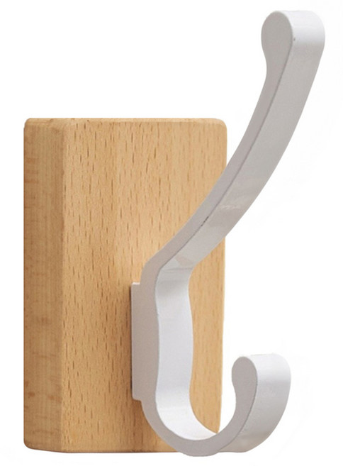 居家實木大掛鉤 LV55-42 免打孔安裝 承重力強 適用於臥室、客廳、浴室, 1個, 原木色