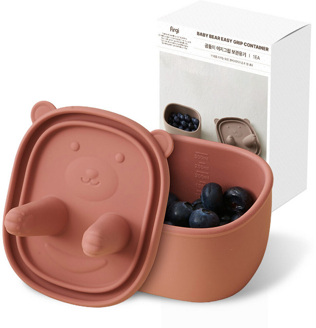 퍼기 곰돌이 이지그립 보관용기, 300ml, 드라이로즈, 1개