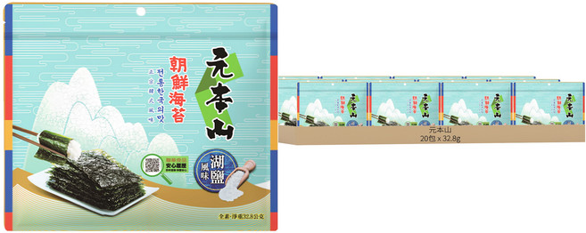 元本山 朝鮮海苔 湖鹽風味, 32.8g, 20包