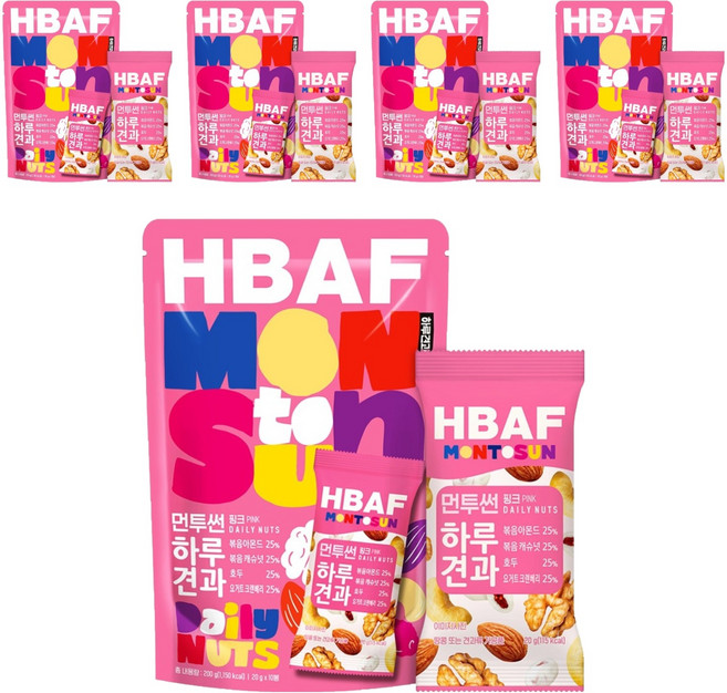 바프 먼투썬 하루견과 핑크, 200g, 5개