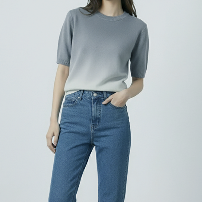 Paperments 女款 Elbely 粉彩漸層短袖針織衫 14150