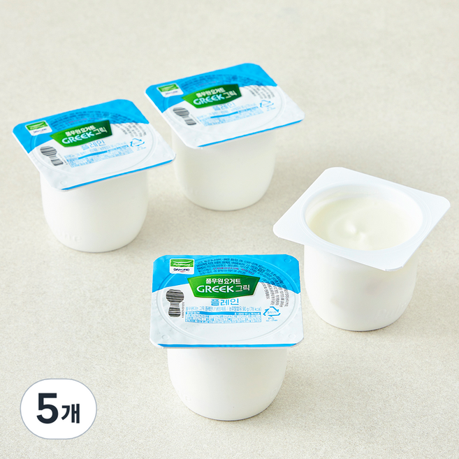 풀무원 그릭 컵플레인 요거트, 90g, 5개, 4개입