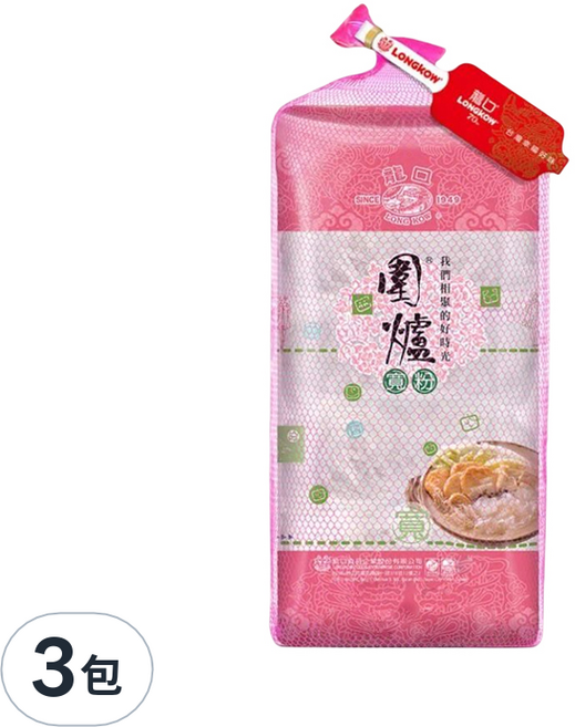 龍口 圍爐寬粉十把, 350g, 3包