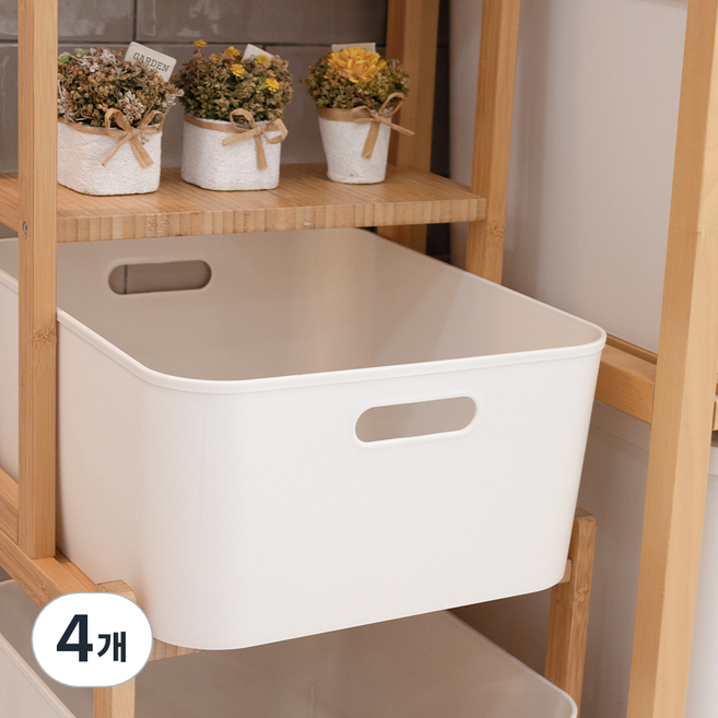 아임홈리빙 국내 제조 더채움 손잡이 팬트리 수납함, 화이트, 4개