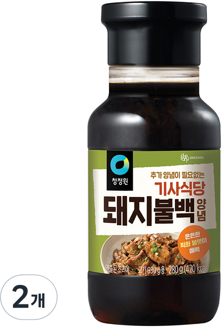 청정원 기사식당 돼지불백양념, 280g, 2개