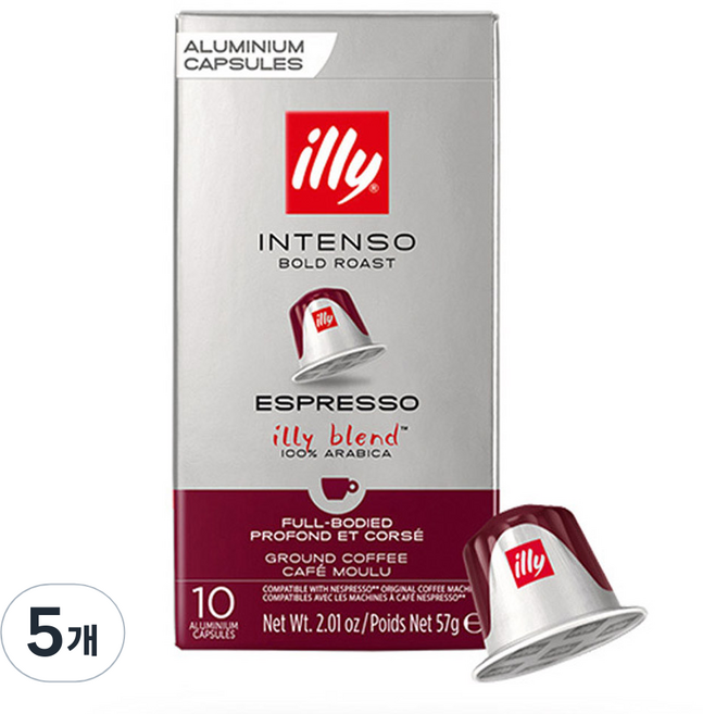일리 네스프레소 호환 볼드 로스트 에스프레소 그라운드 캡슐커피, 5.7g, 10개입, 5개