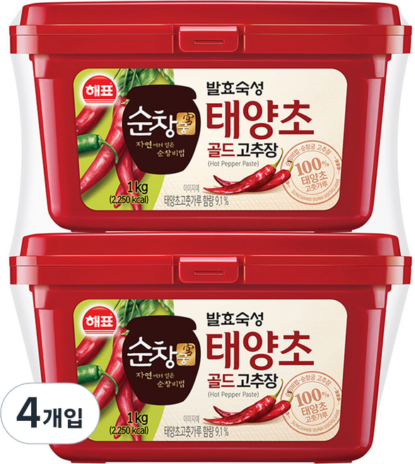 순창궁 태양초 골드 고추장, 1kg, 4개