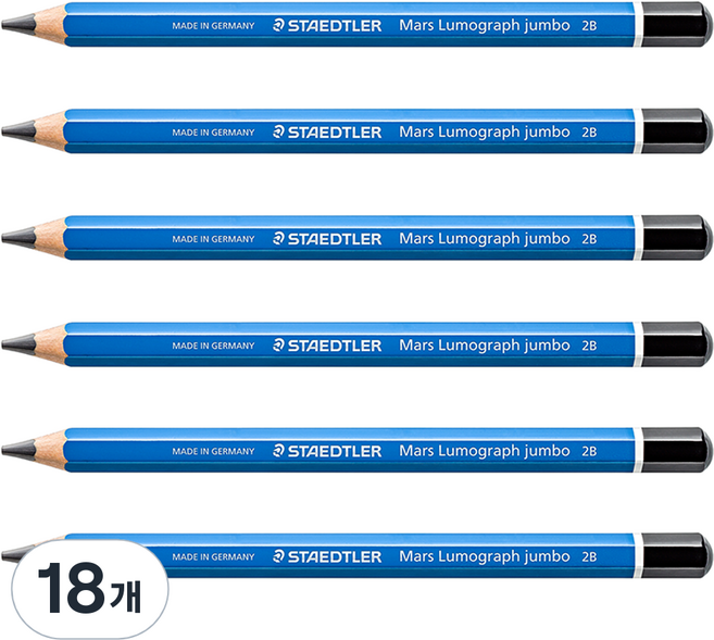 스테들러 마스 슈퍼 점보 연필 2B, 혼합 색상, 18개
