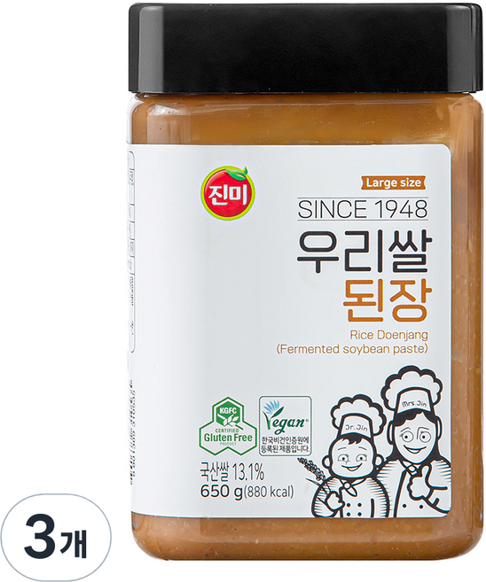 진미 우리쌀 된장, 650g, 3개