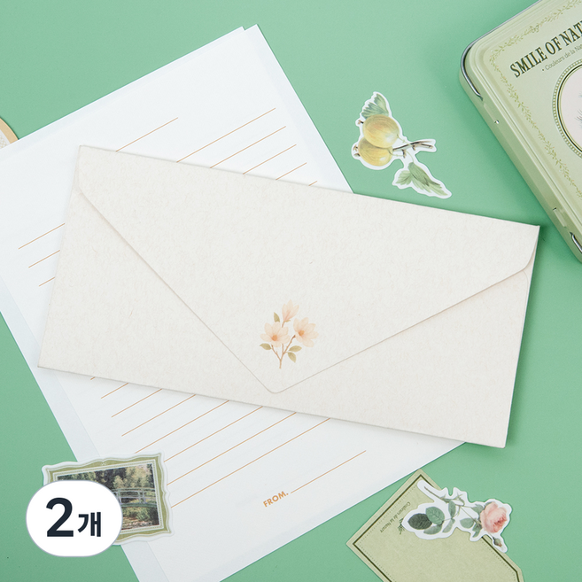 Good given 高級零用錢信封 花壇木蘭 10入 貼紙 12入, 2個, 淺米色