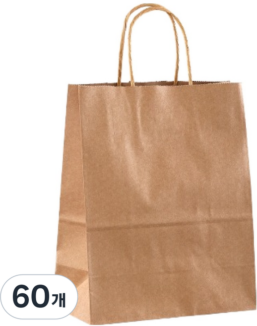 Septique 牛皮紙袋 素色購物袋 中 21 x 11 x 27 cm, 60個, 單一顏色